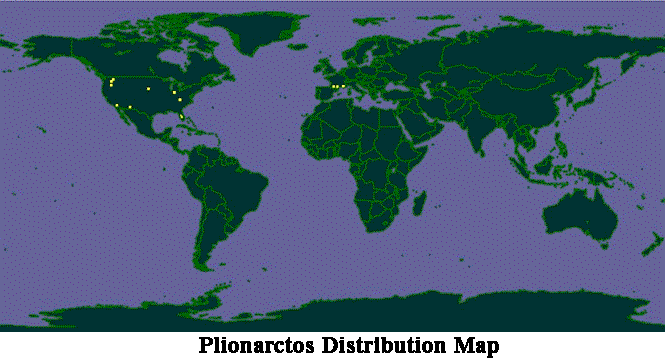 Partial Distribution Map of Plionarctos Fossils